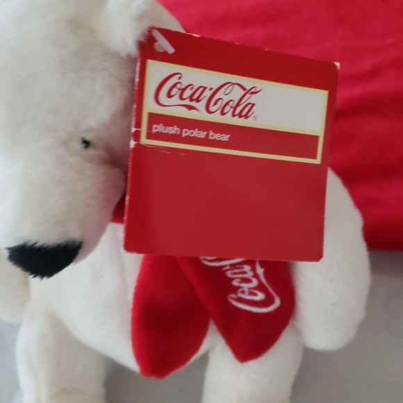 NWT 2013 Coca Cola Coke White Plush Polar Bear Scarf 7" Toy Stuffed Animal Sit - Picture 11 of 13